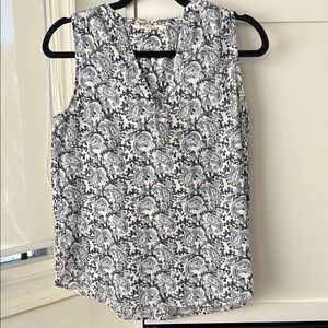 Xirena Brand Paisley Print Sleeveless Top - Blue and White